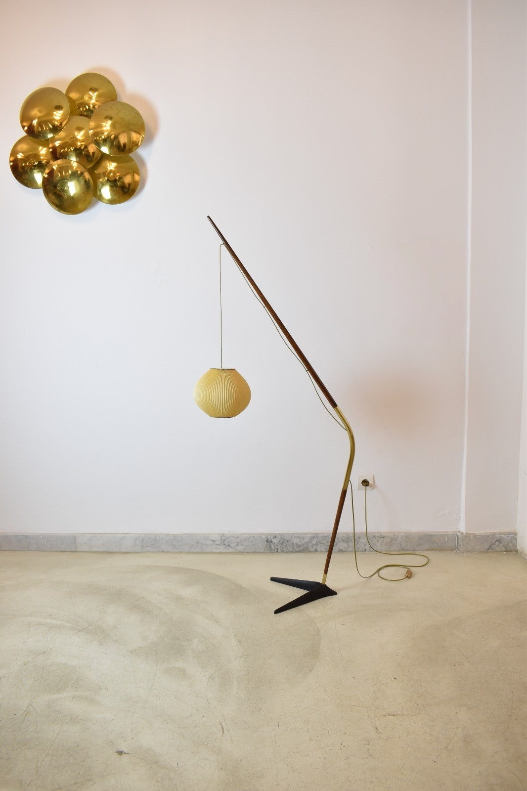 Vintage Svend Aage Holm Sørensen “Fishing Pole” Floor Lamp, Denmark, circa 1955