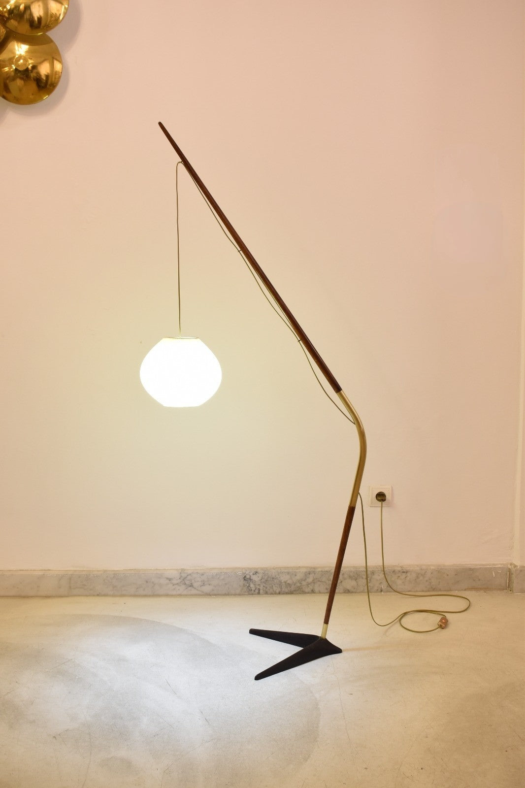 Vintage Svend Aage Holm Sørensen “Fishing Pole” Floor Lamp, Denmark, circa 1955