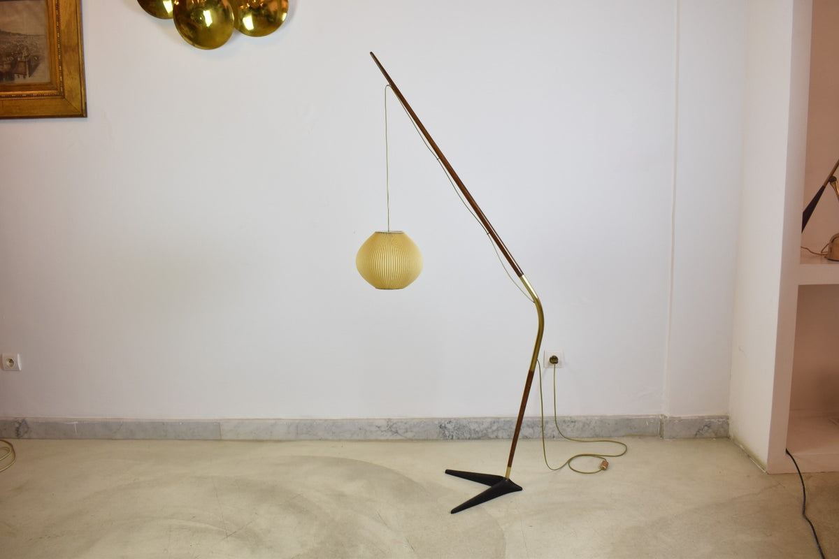 Vintage Svend Aage Holm Sørensen “Fishing Pole” Floor Lamp, Denmark, circa 1955
