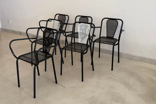René Malaval Vintage Set of 6 Garden Chairs, circa 1955