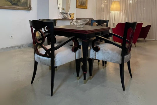 4er Set restaurierte italienische Esszimmersessel, 1960er