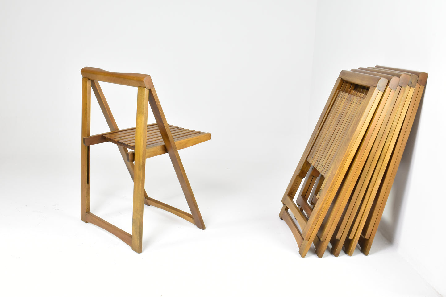 Set of 6 Folding Italian chairs by Aldo Jacober for Alberto Bazzani, 1960s