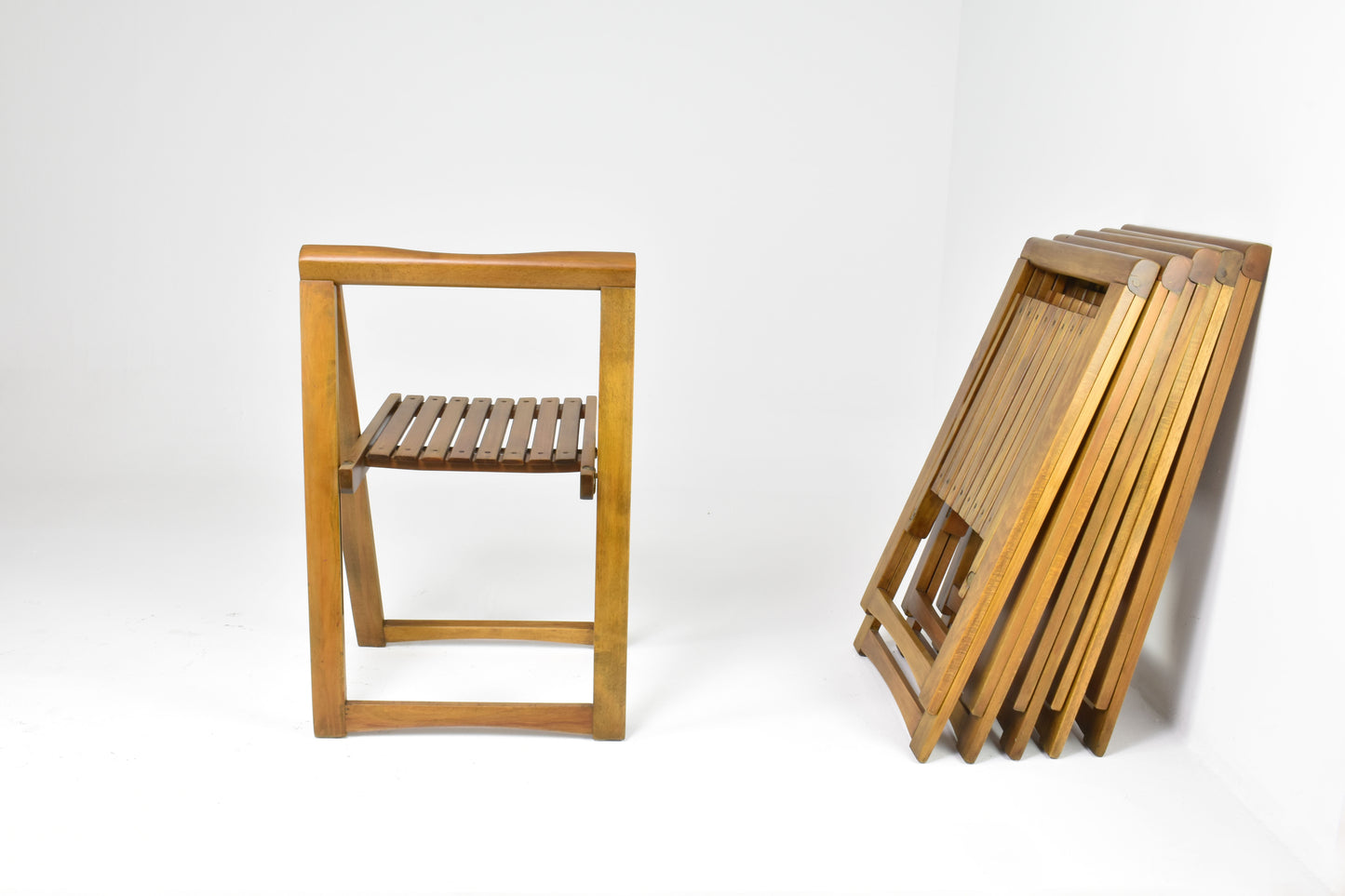 Set of 6 Folding Italian chairs by Aldo Jacober for Alberto Bazzani, 1960s