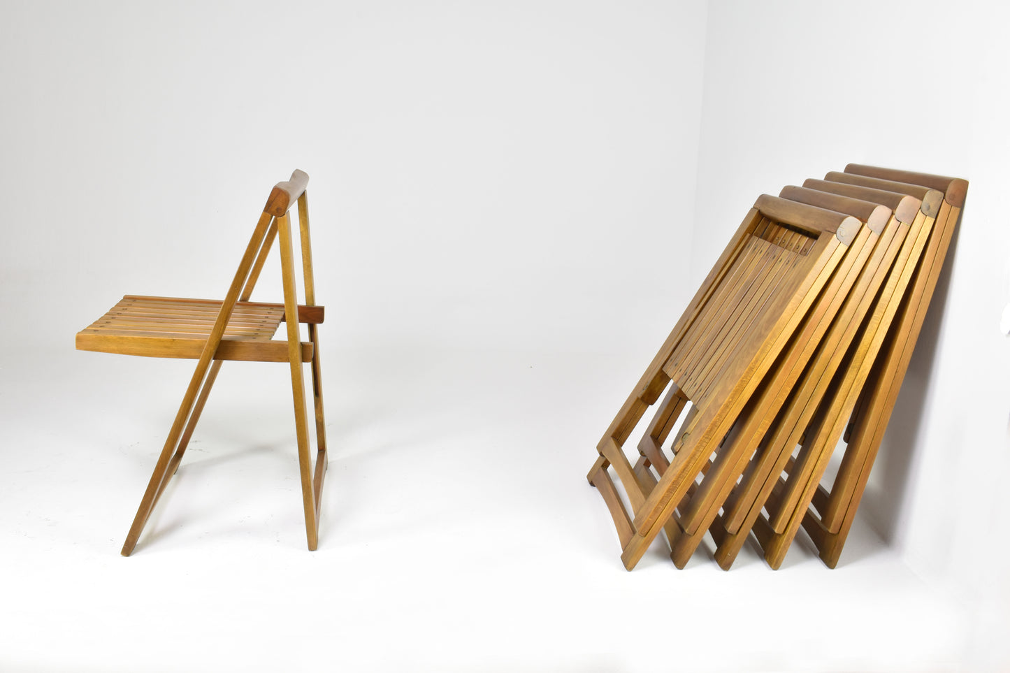 Set of 6 Folding Italian chairs by Aldo Jacober for Alberto Bazzani, 1960s