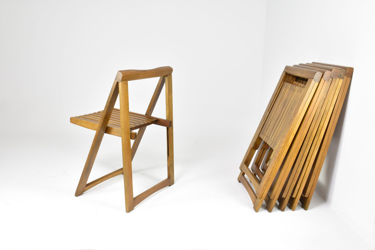 Set of 6 Folding Italian chairs by Aldo Jacober for Alberto Bazzani, 1960s
