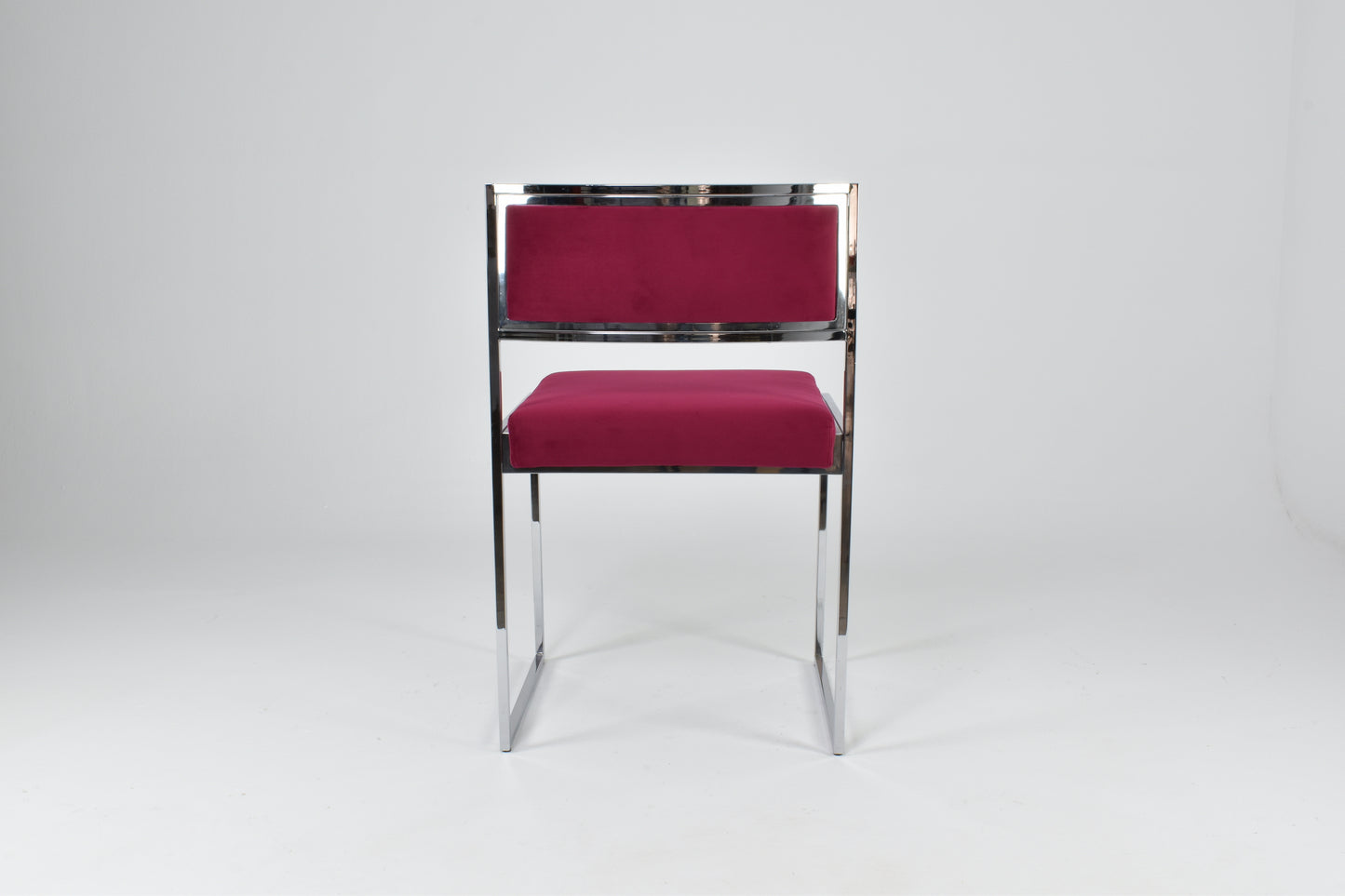 Italian Set of 4 Chrome & Velvet "SQ-AL" Dining Chairs by Willy Rizzo, 1970s