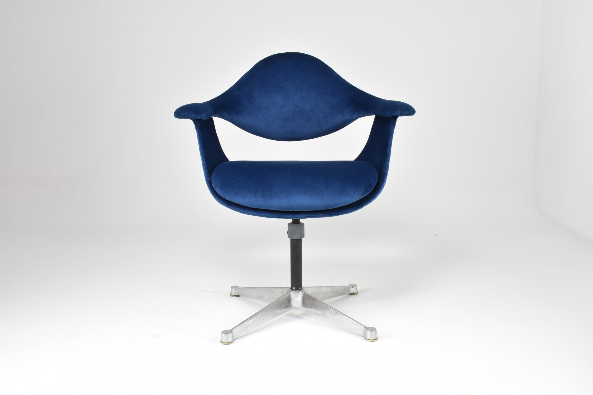 Velvet and Aluminum Armchair By George Nelson, USA, 1964s