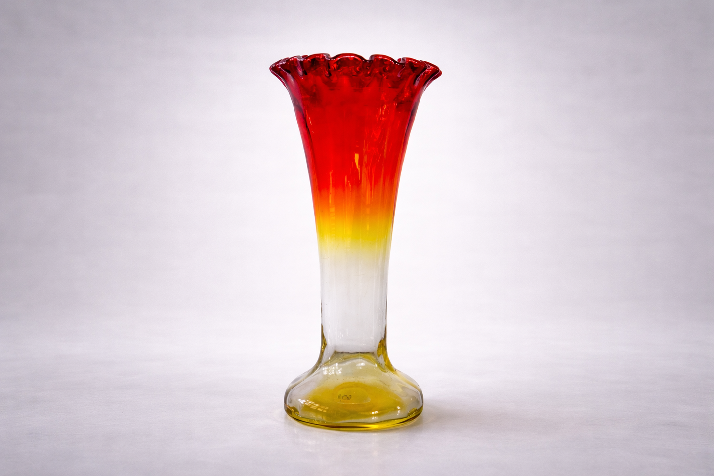 Art Nouveau Vintage Amberina Glass Trumpet Vase, c. 1890–1910
