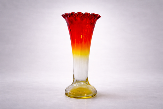 Art Nouveau Vintage Amberina Glass Trumpet Vase, c. 1890–1910