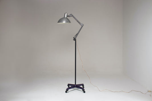 1950's French Doctor's Steel Articulating Floor Lamp