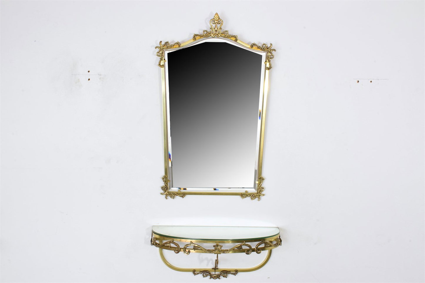 Neoclassical Floating Brass Console and Mirror, France - Spirit Gallery 