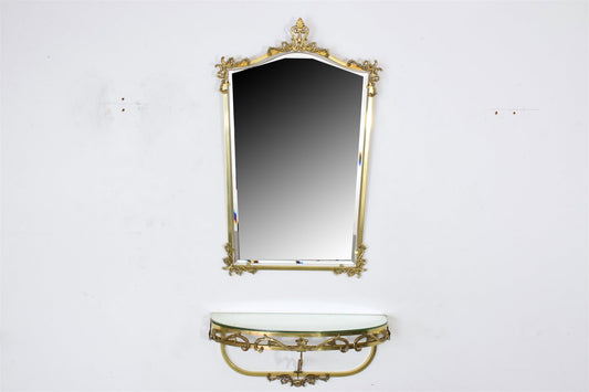Neoclassical Floating Brass Console and Mirror, France - Spirit Gallery 