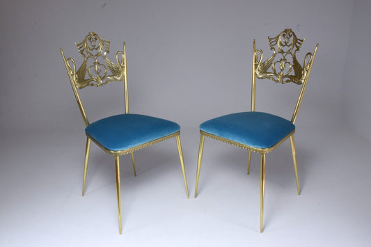 20th Century Pair of Italian Vintage Brass Swan Chairs, 1950s - Spirit Gallery 