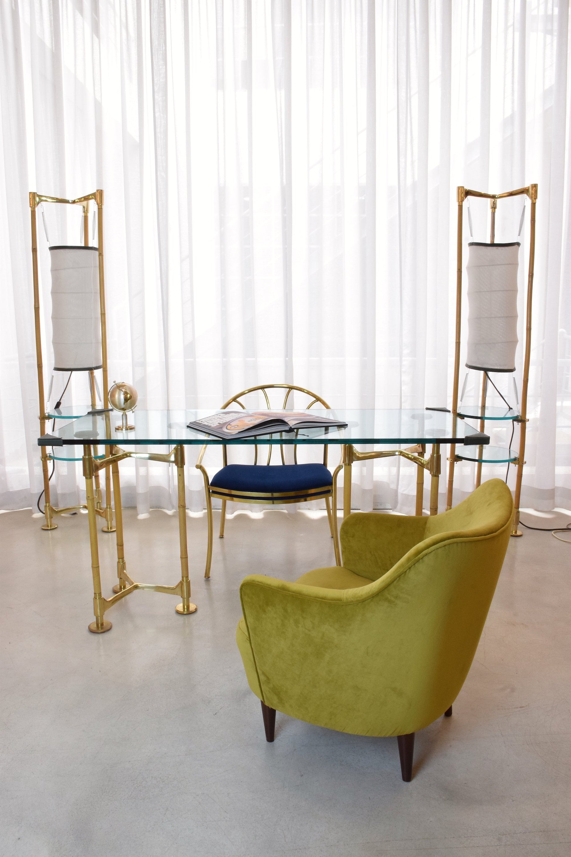 20th Century Vintage Brass Bamboo Desk Gabriella Crespi Style, 1970s - Spirit Gallery 