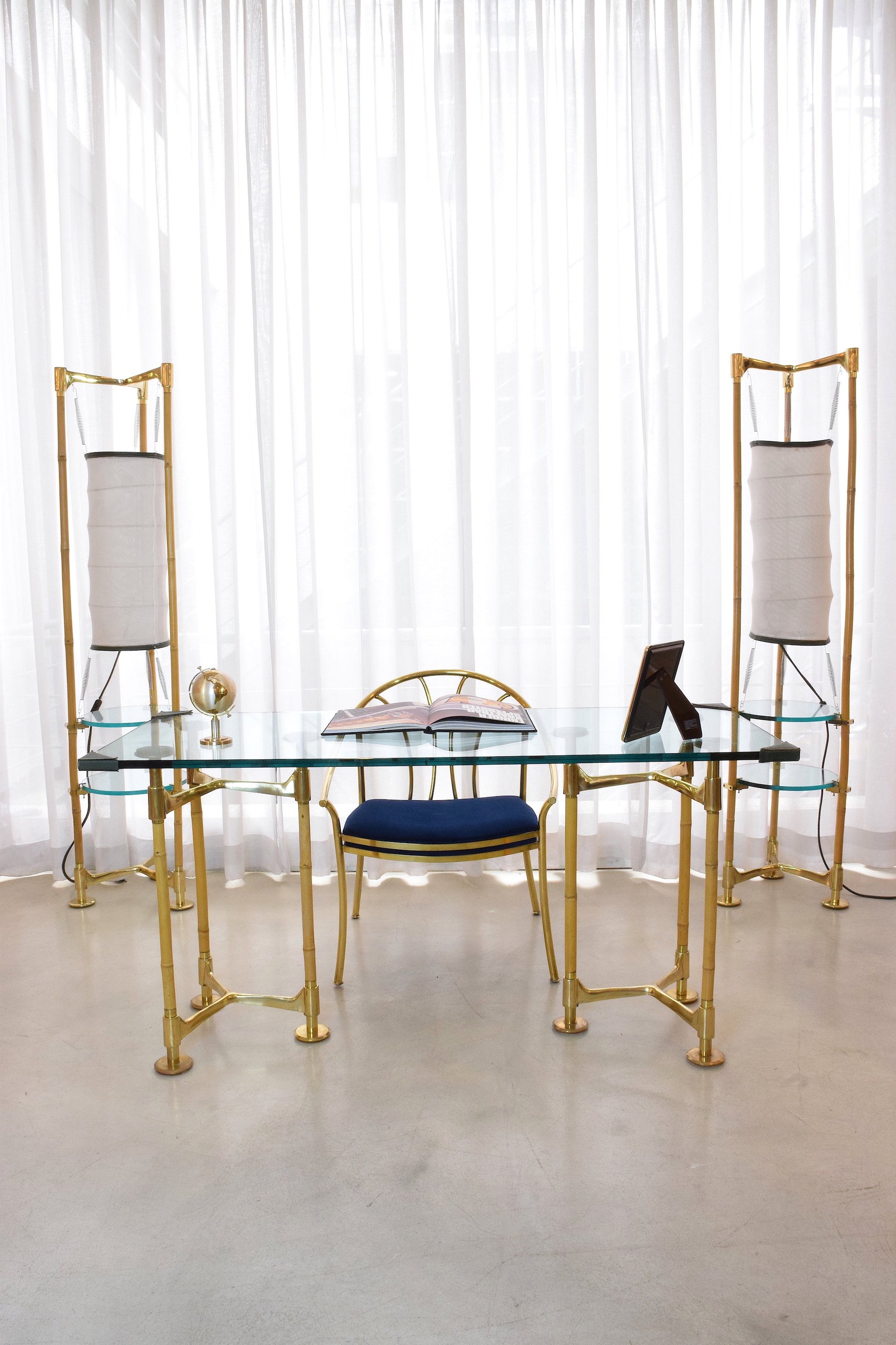 20th Century Vintage Brass Bamboo Desk Gabriella Crespi Style, 1970s - Spirit Gallery 
