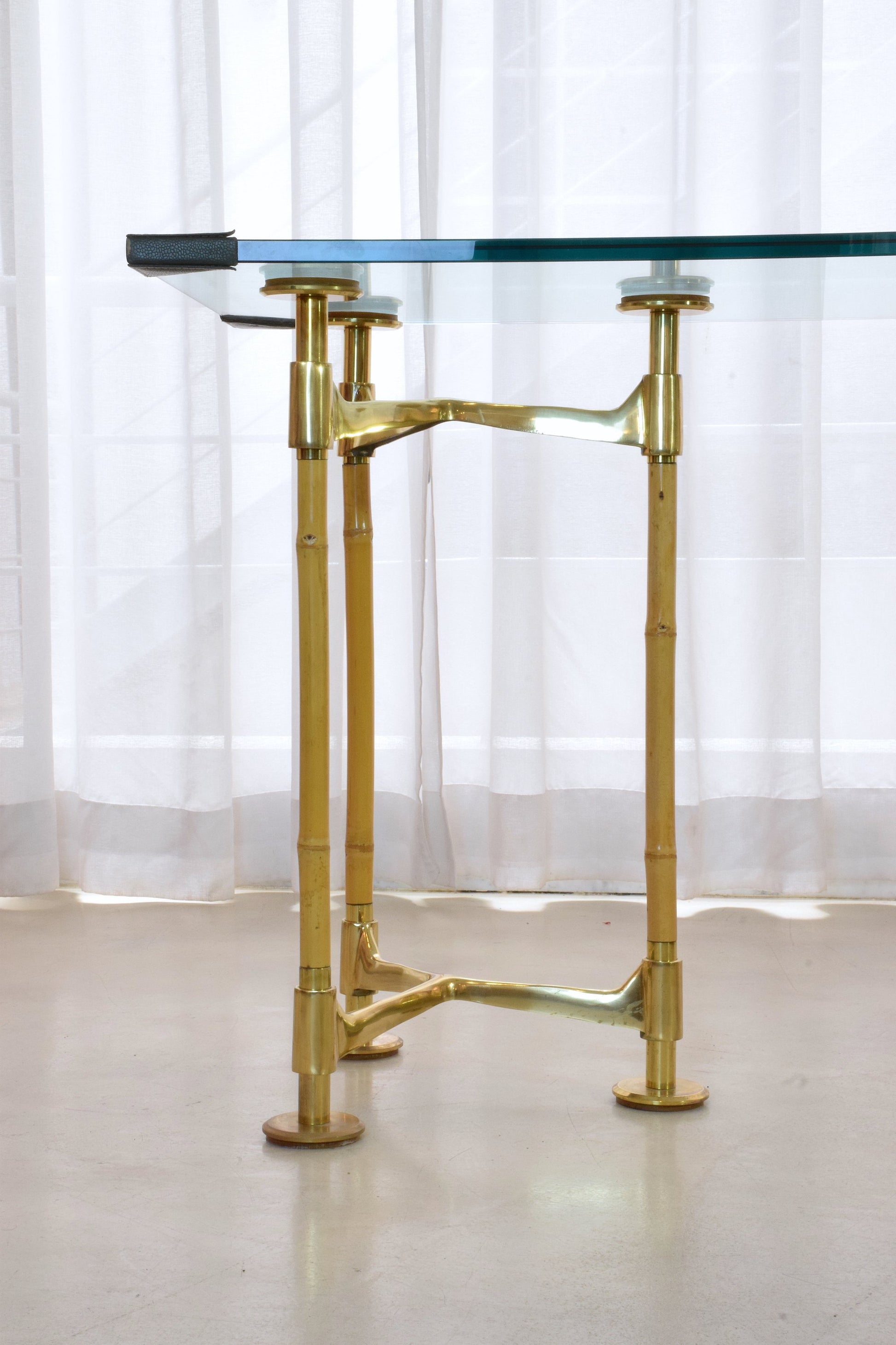 20th Century Vintage Brass Bamboo Desk Gabriella Crespi Style, 1970s - Spirit Gallery 