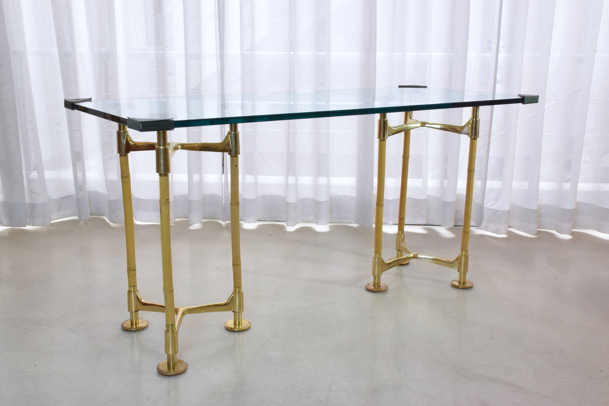 20th Century Vintage Brass Bamboo Desk Gabriella Crespi Style, 1970s - Spirit Gallery 