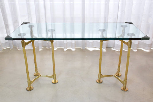 20th Century Vintage Brass Bamboo Desk Gabriella Crespi Style, 1970s - Spirit Gallery 