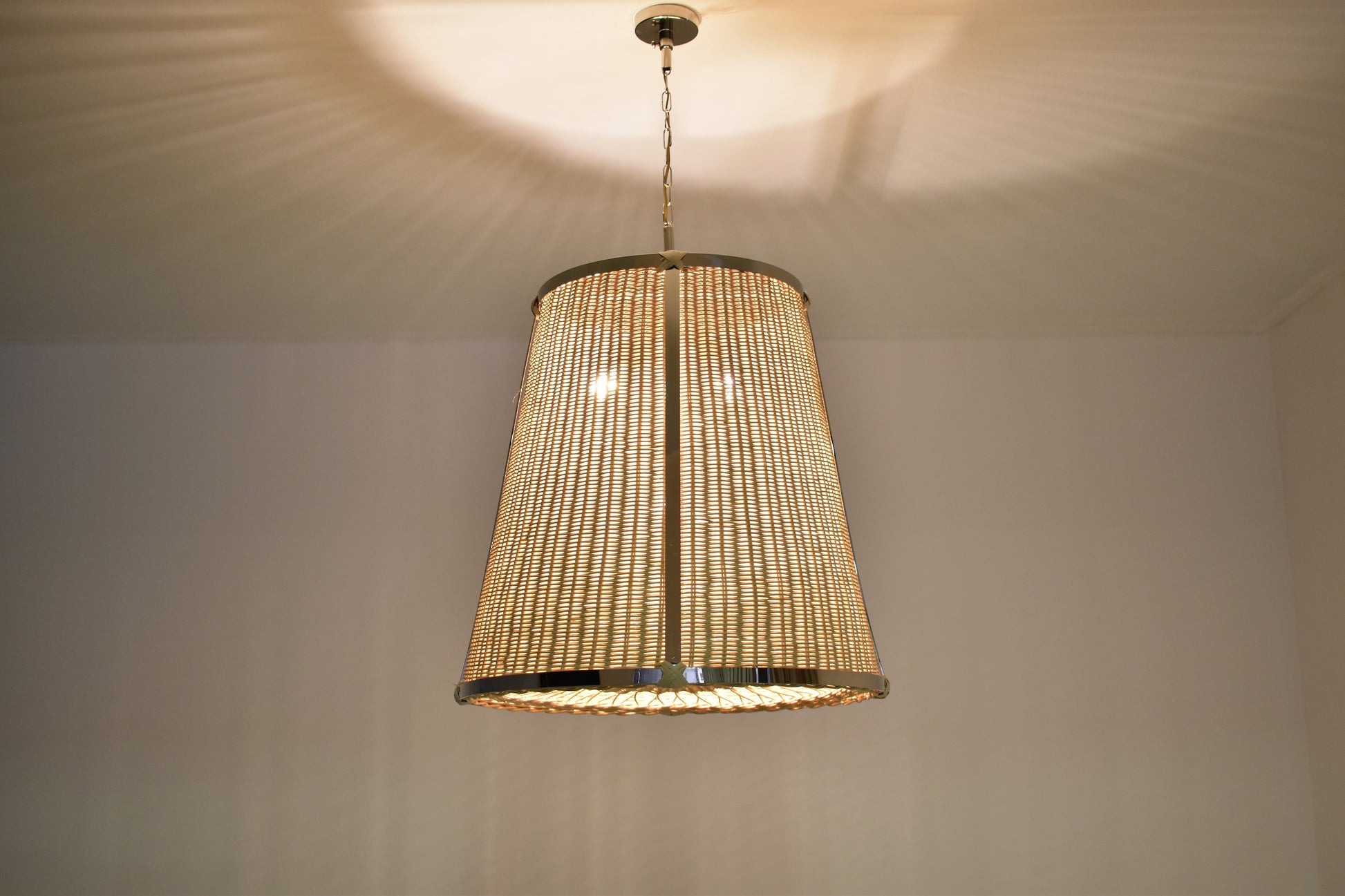 Caeli-A Handcrafted Brass Rattan Pendant Light Fixture
