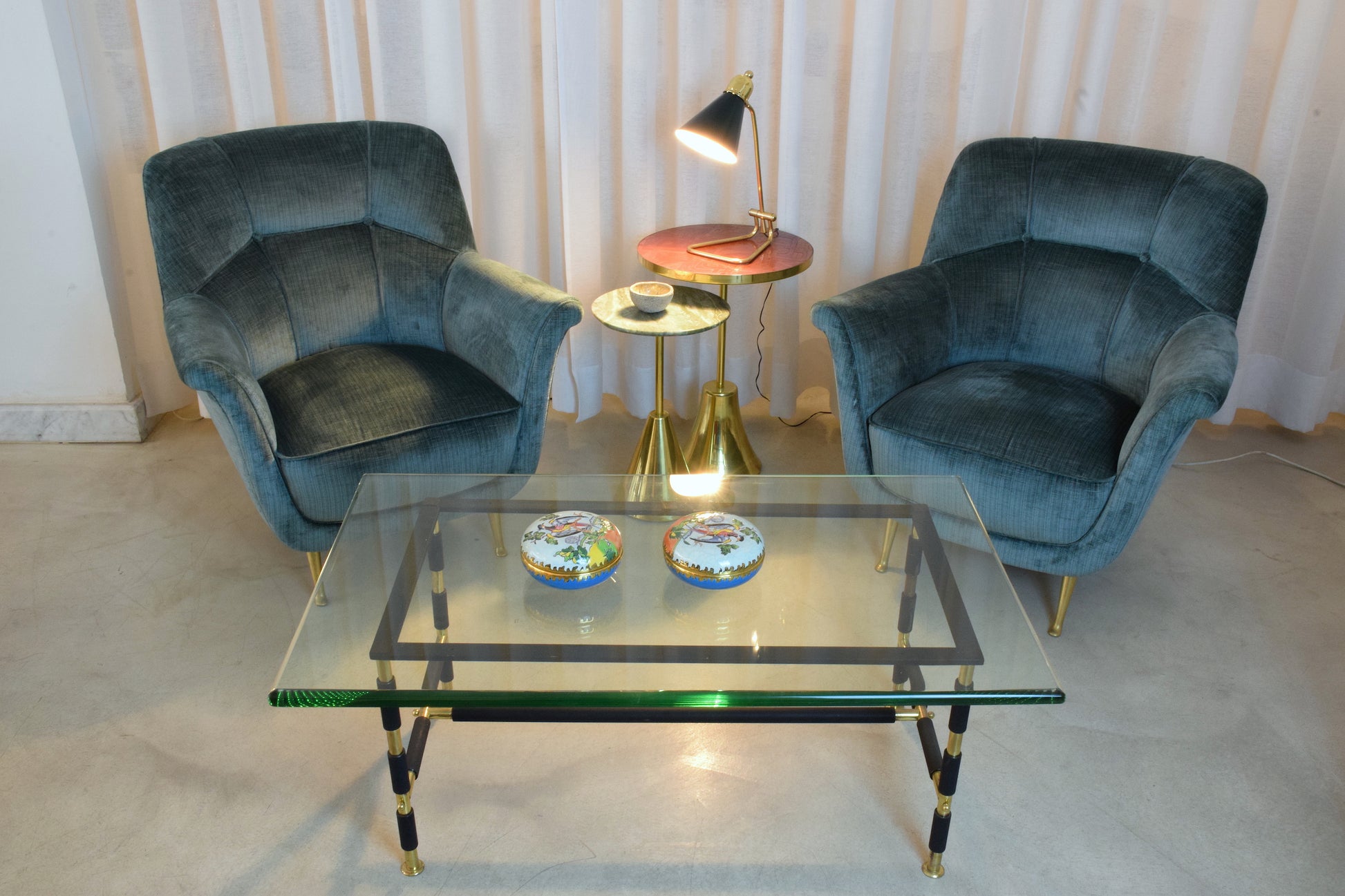 French Vintage Brass Table Lamp by Robert Mathieu, 1950's - Spirit Gallery 