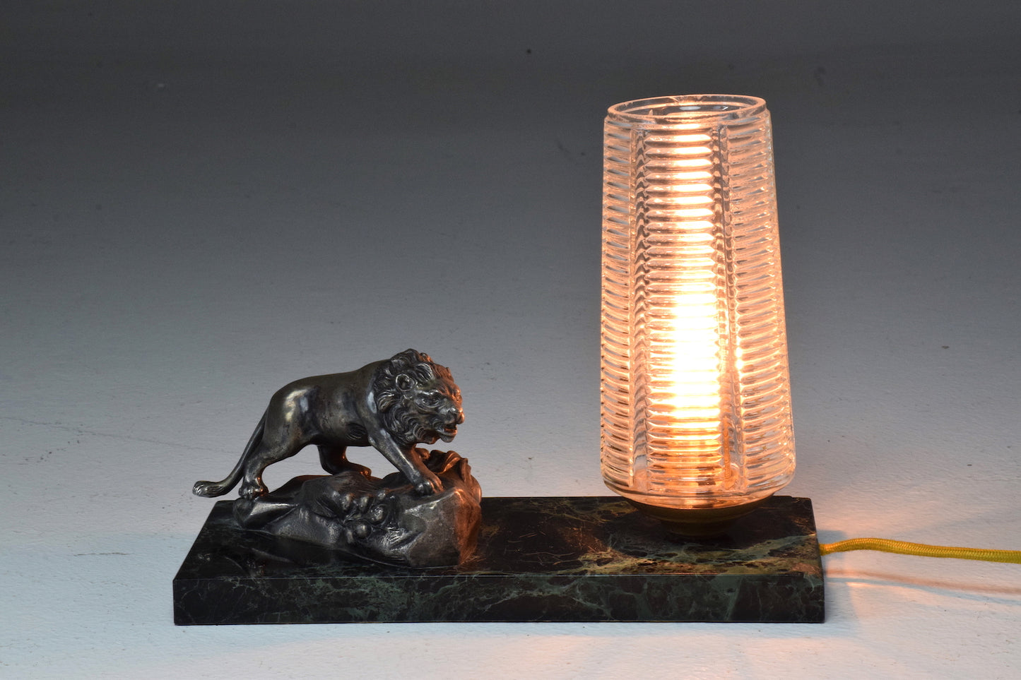 French Vintage Art Deco Lion Marble Table Lamp, 1930's - Spirit Gallery 