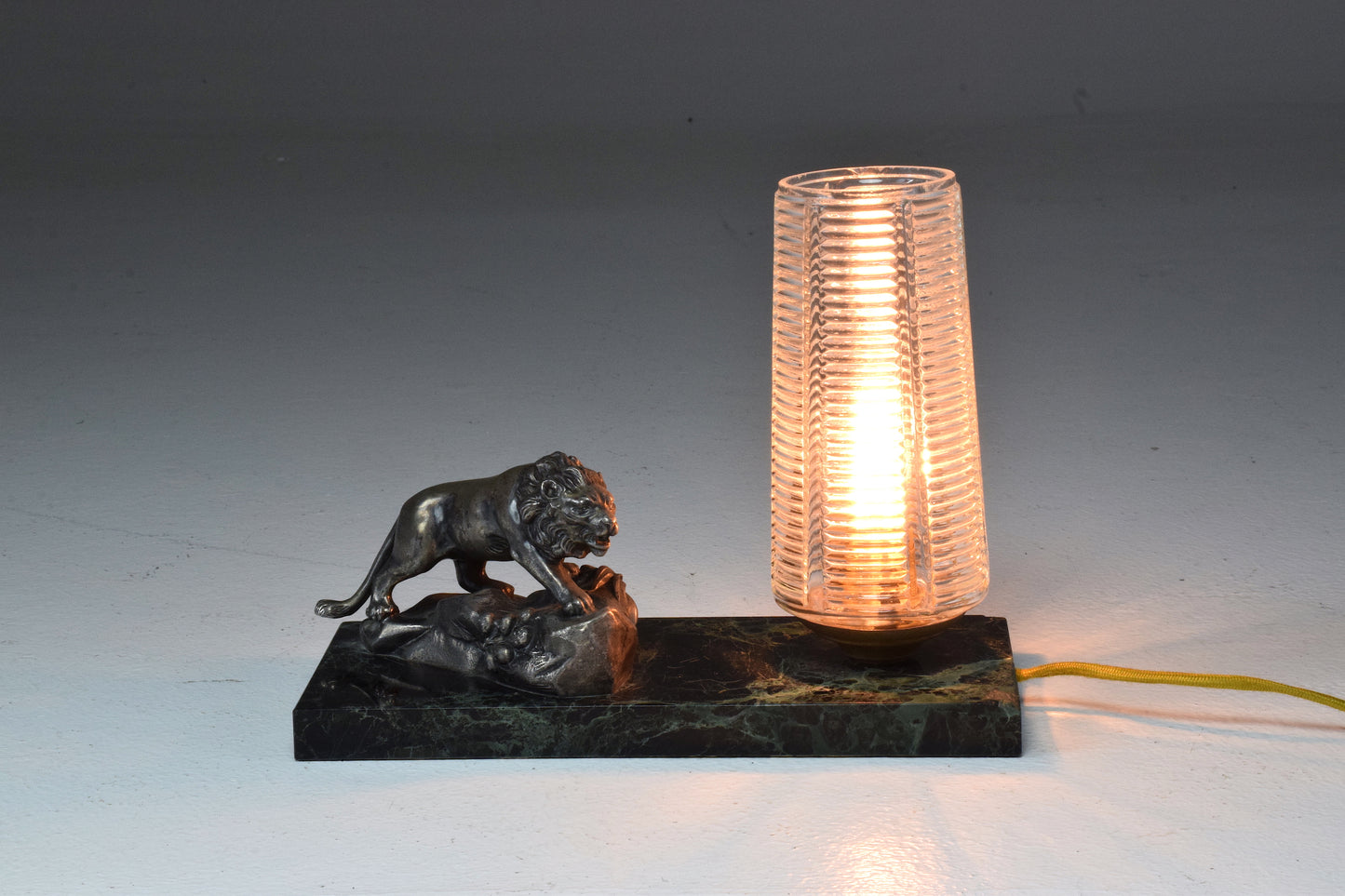 French Vintage Art Deco Lion Marble Table Lamp, 1930's - Spirit Gallery 
