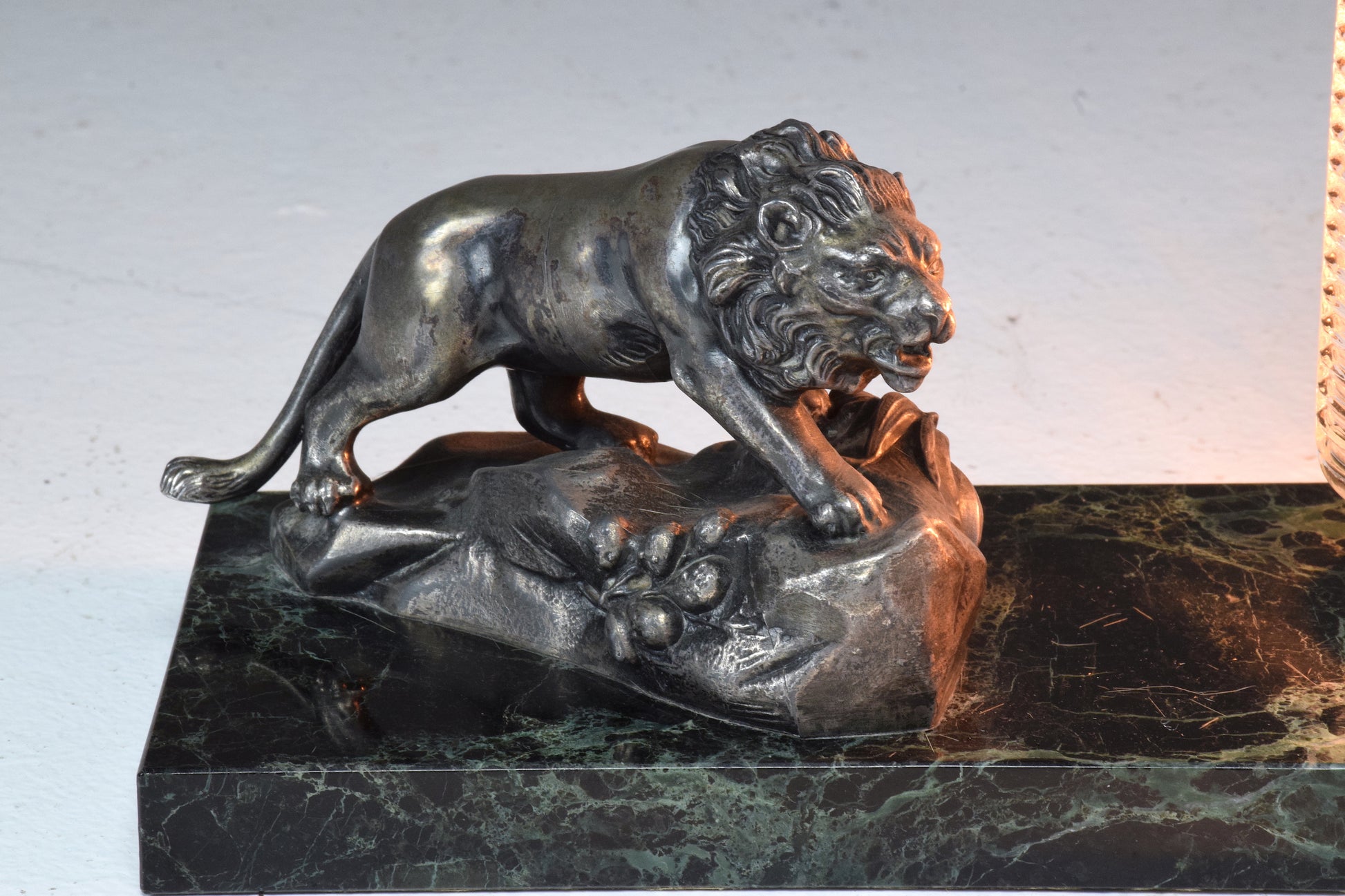 French Vintage Art Deco Lion Marble Table Lamp, 1930's - Spirit Gallery 