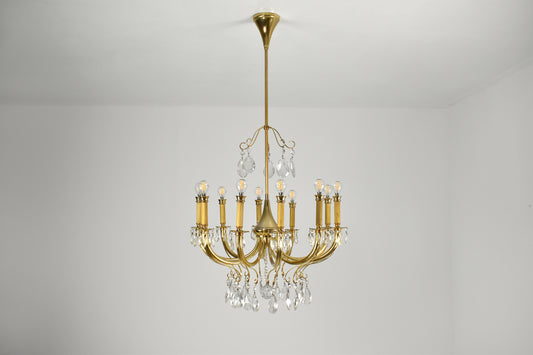 1950's Italian Crystal Chandelier by Oscar Tolasco for Lumi Milano - Spirit Gallery 