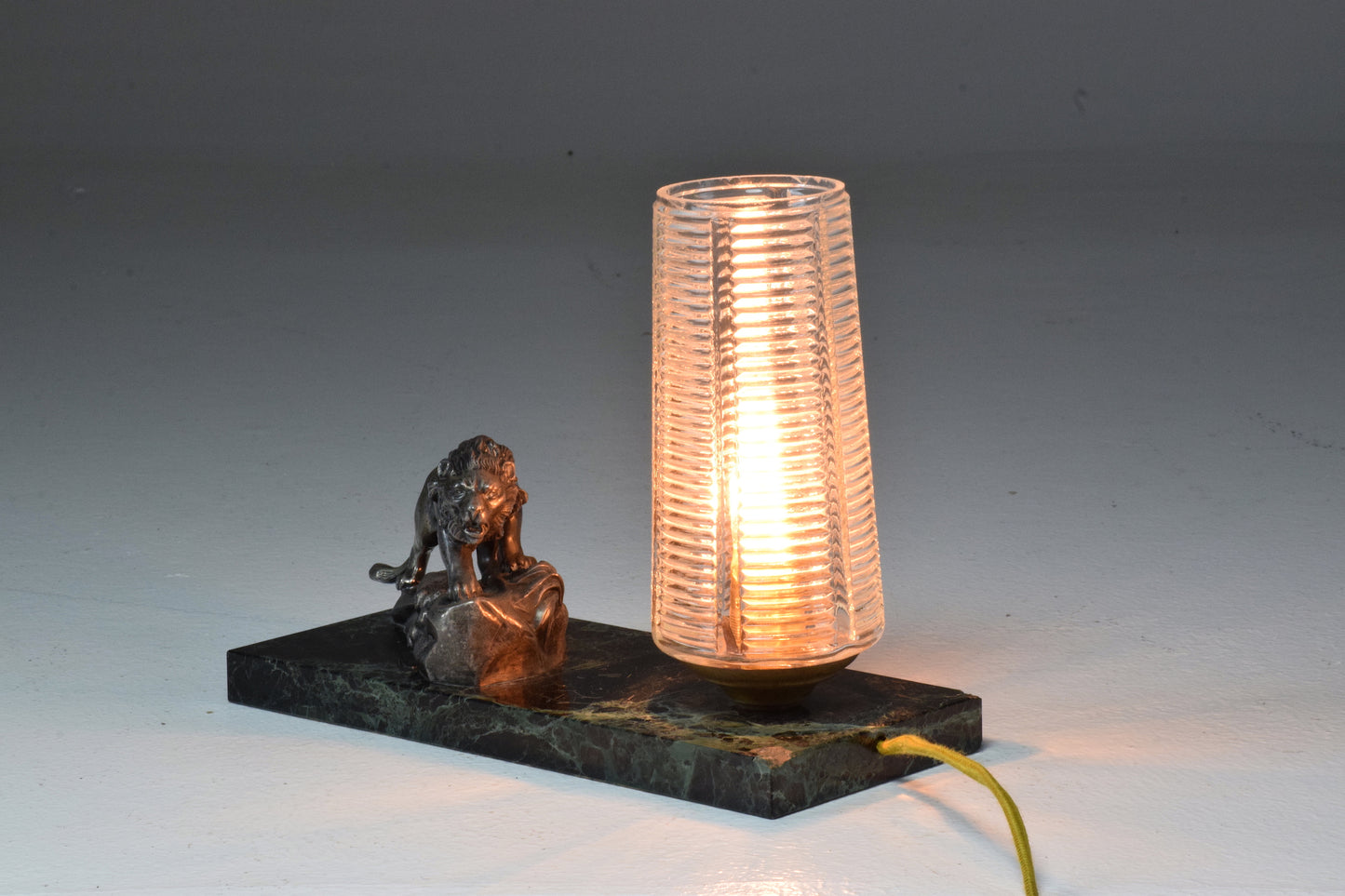 French Vintage Art Deco Lion Marble Table Lamp, 1930's - Spirit Gallery 