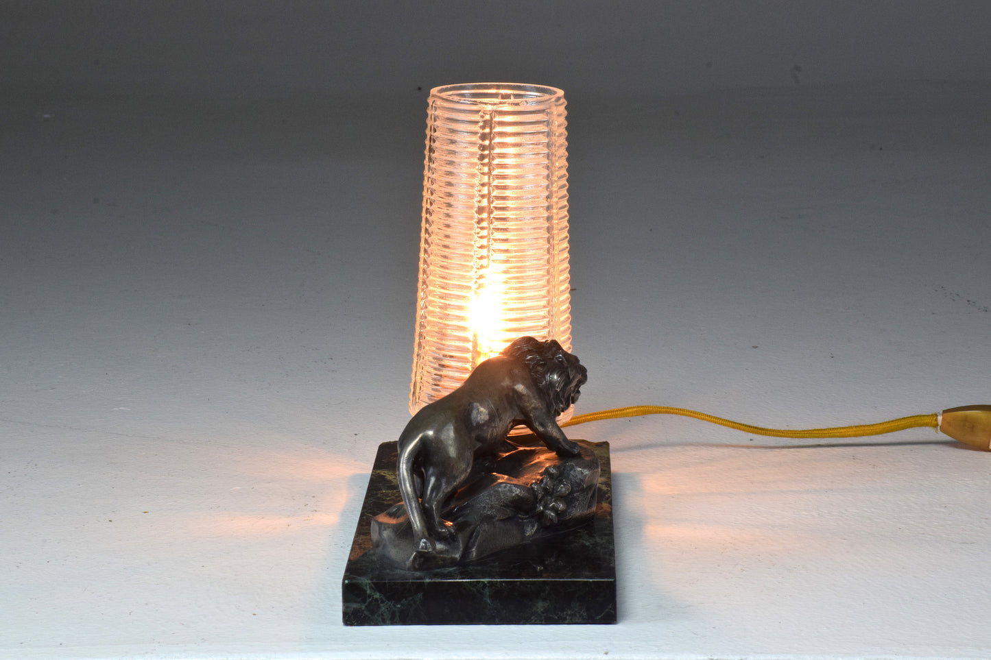 French Vintage Art Deco Lion Marble Table Lamp, 1930's - Spirit Gallery 