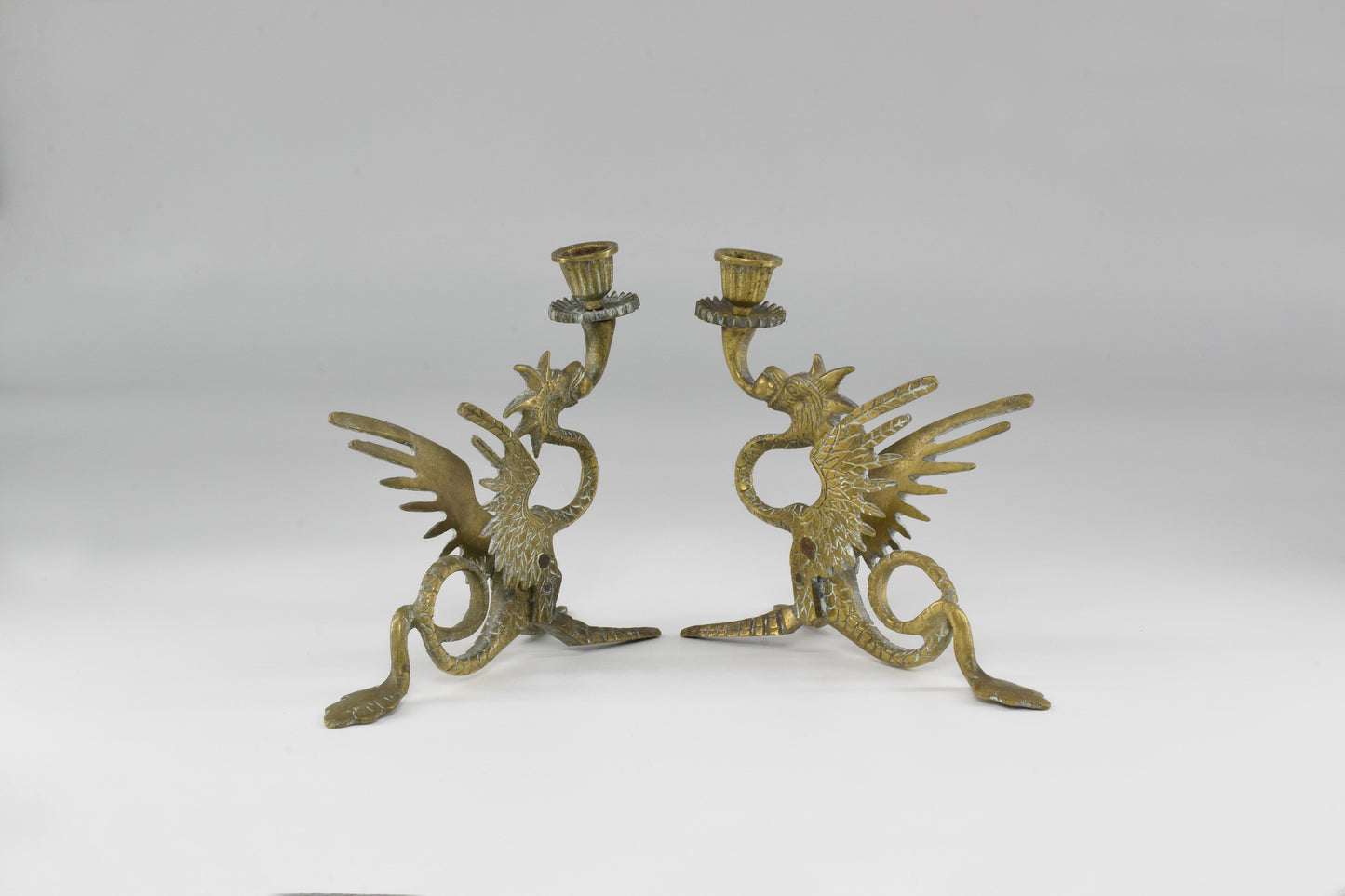 1950's Italian Bronze Dragon Candlesticks - Spirit Gallery 