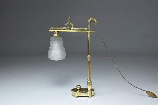 French Vintage Art Deco Engraved Brass Lamp, 1930's - Spirit Gallery 