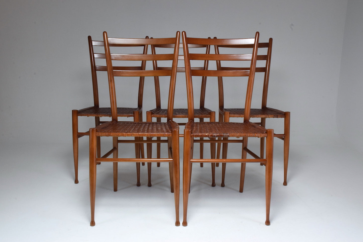 French Vintage Cane Dining Chairs, Set of Five 1930's - Spirit Gallery 
