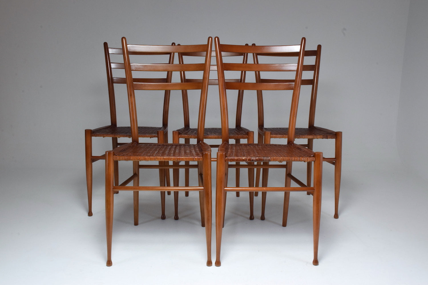 French Vintage Cane Dining Chairs, Set of Five 1930's - Spirit Gallery 