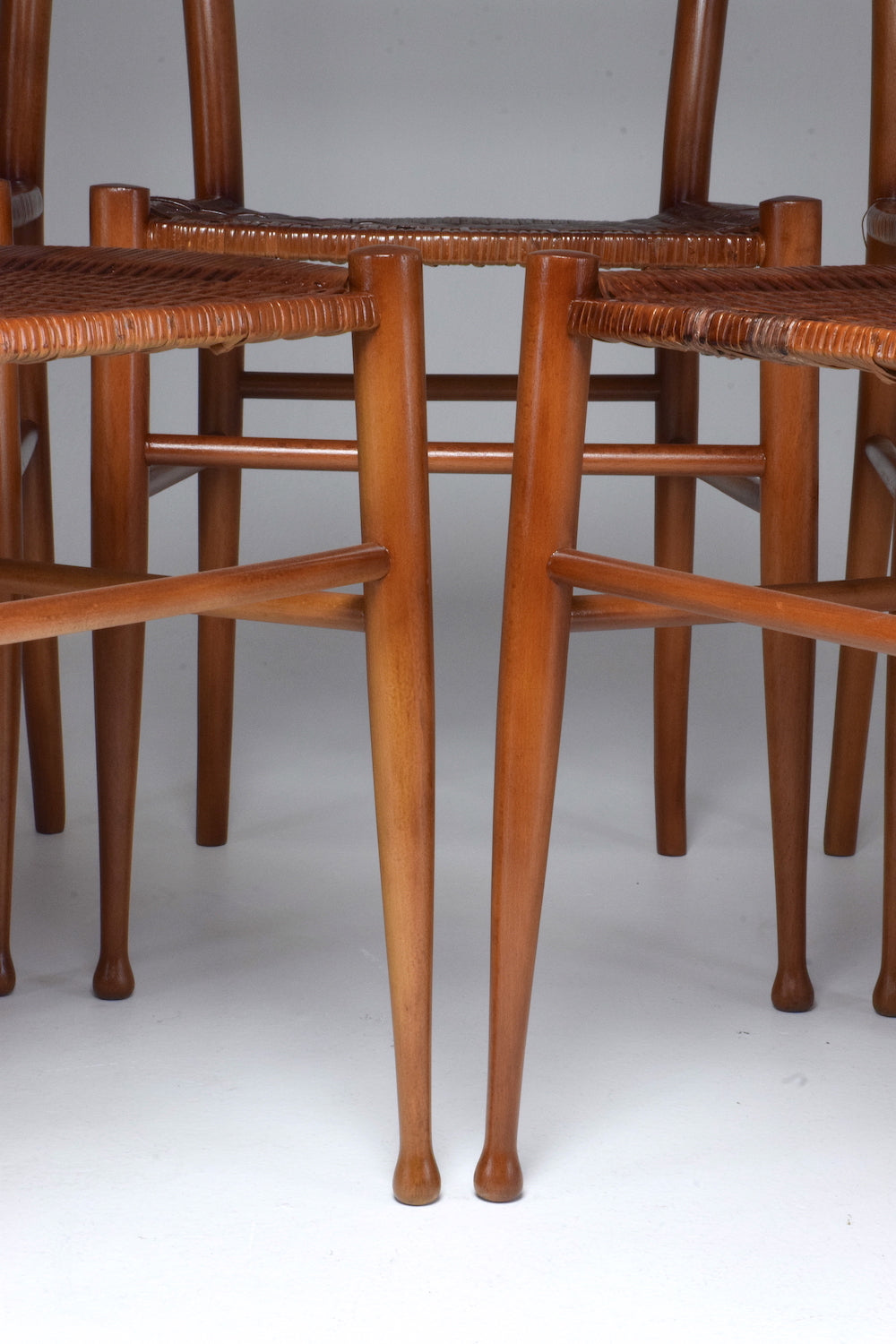 French Vintage Cane Dining Chairs, Set of Five 1930's - Spirit Gallery 