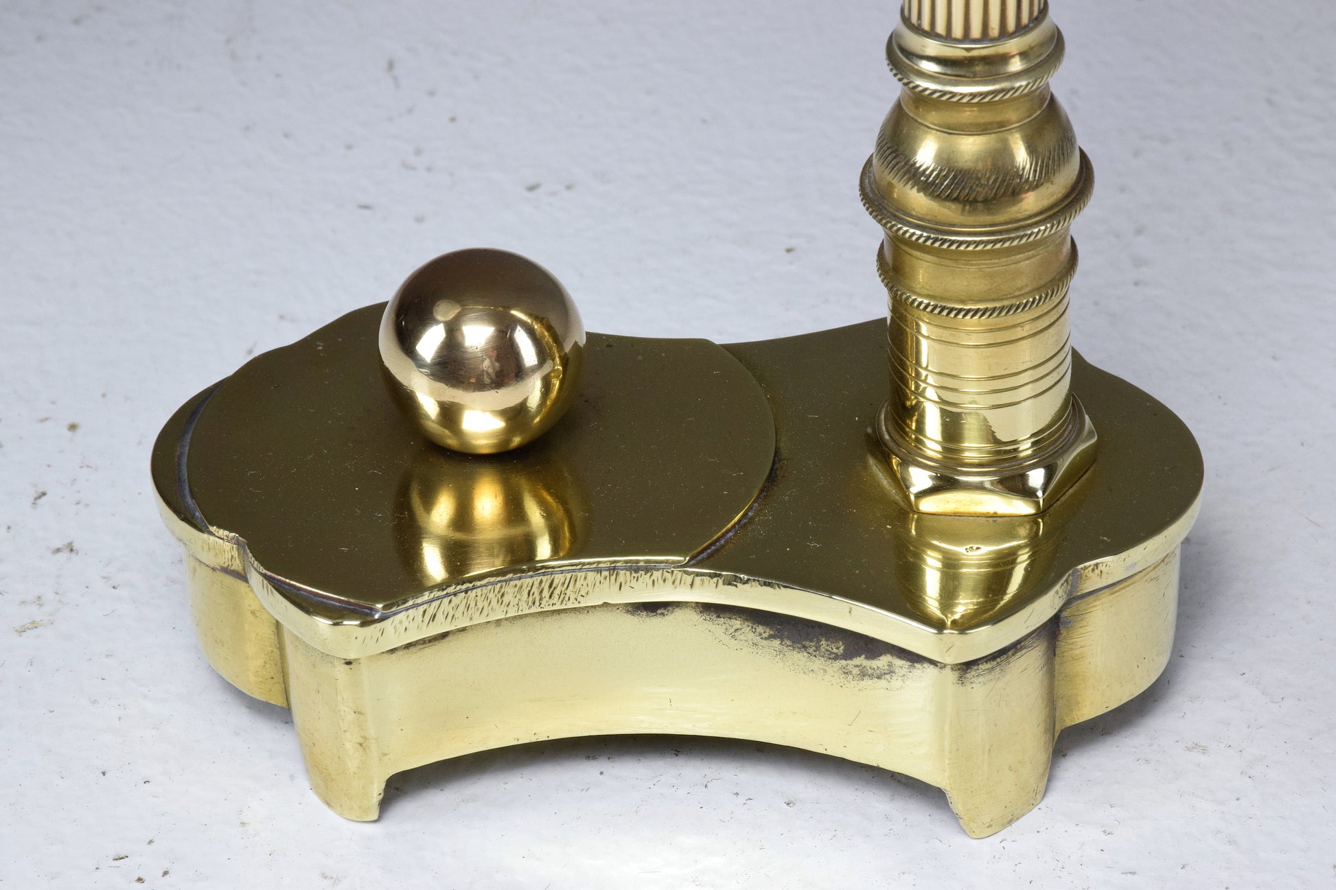 French Vintage Art Deco Engraved Brass Lamp, 1930's - Spirit Gallery 