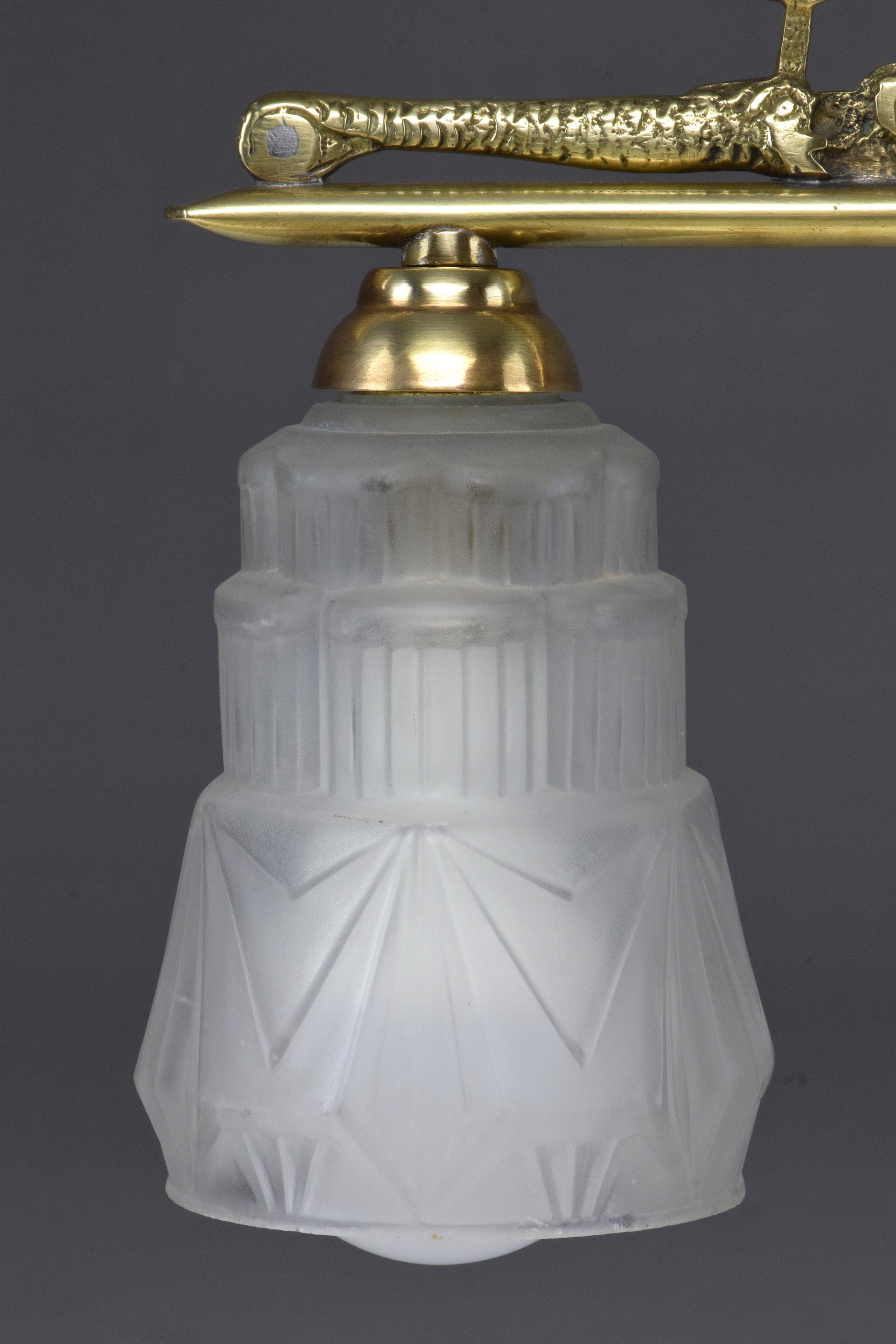 French Vintage Art Deco Engraved Brass Lamp, 1930's - Spirit Gallery 