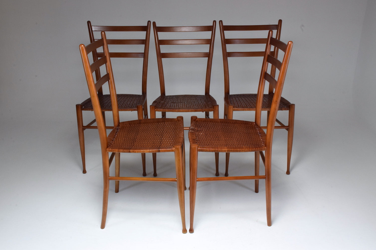 French Vintage Cane Dining Chairs, Set of Five 1930's - Spirit Gallery 