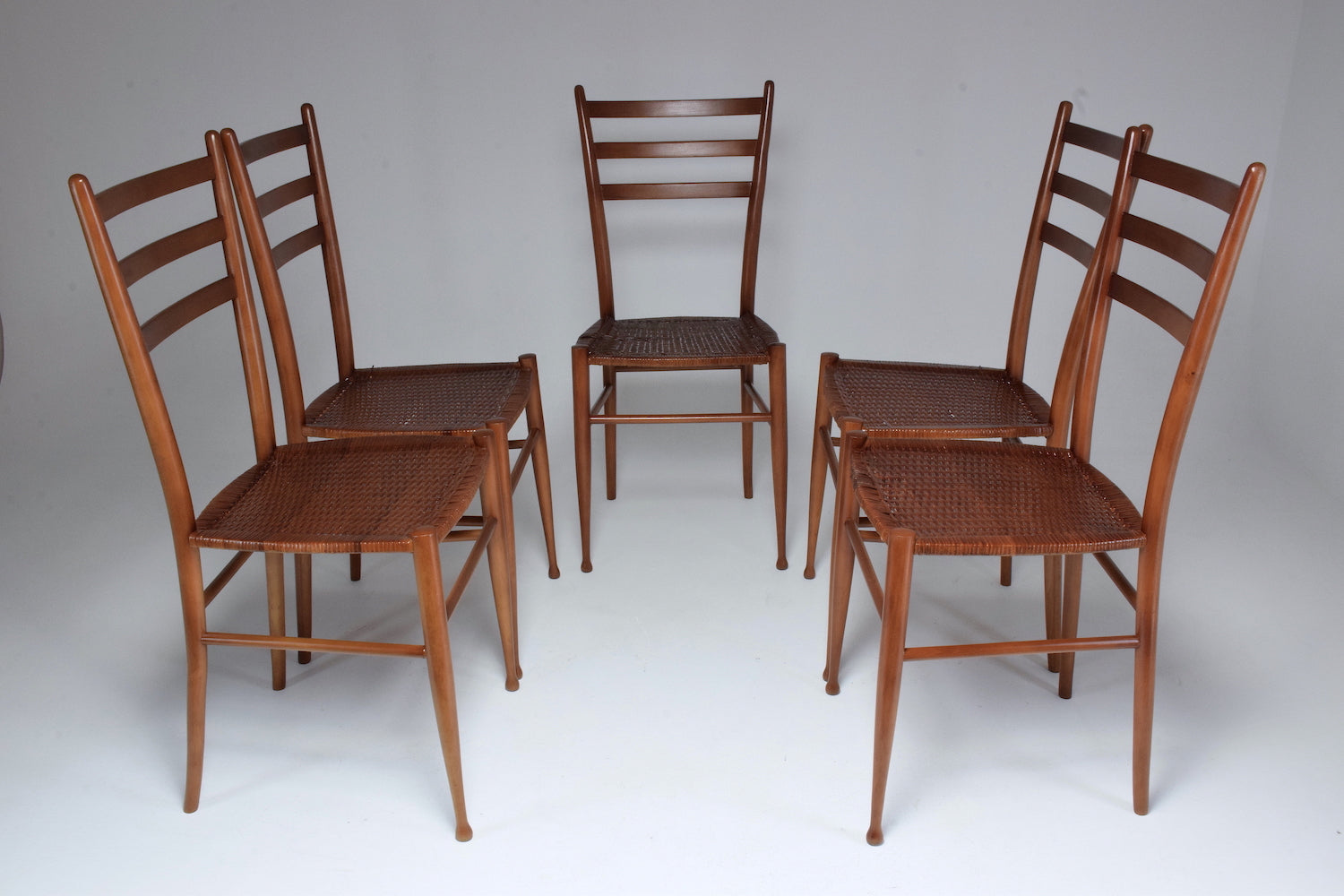 French Vintage Cane Dining Chairs, Set of Five 1930's - Spirit Gallery 