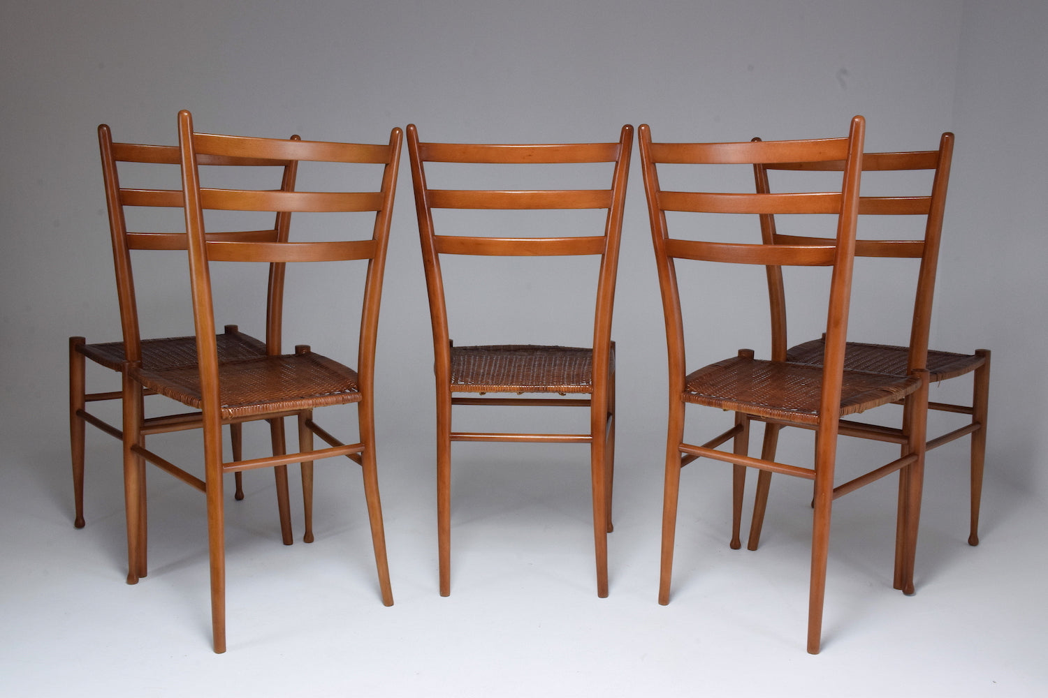 French Vintage Cane Dining Chairs, Set of Five 1930's - Spirit Gallery 