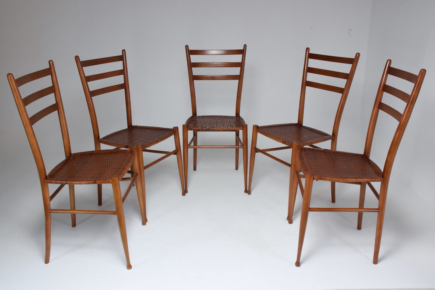 French Vintage Cane Dining Chairs, Set of Five 1930's - Spirit Gallery 