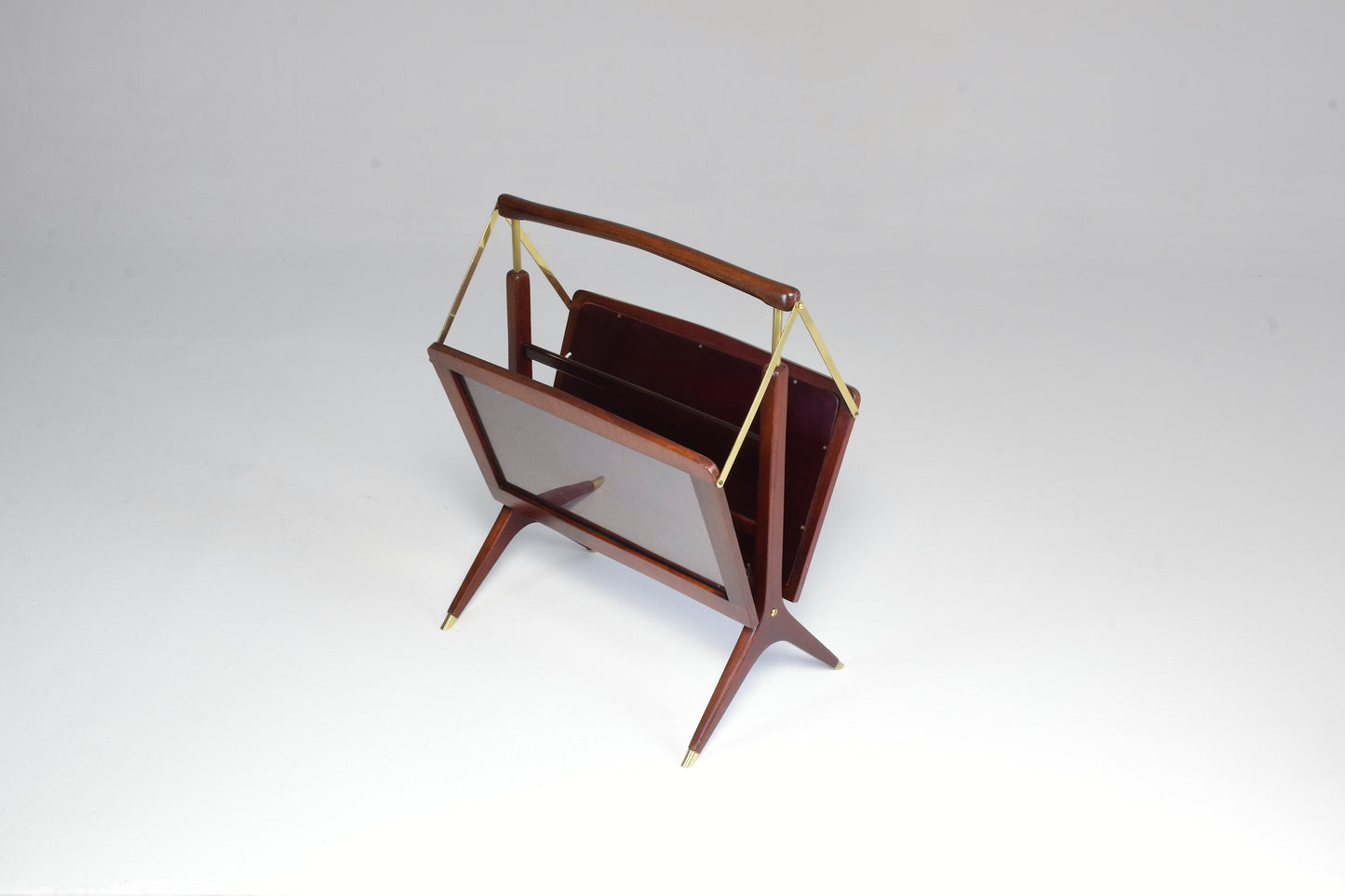 1950’s Magazine Holder Ico Parisi Style in Wood and Brass - Spirit Gallery 