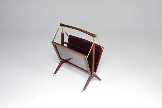 1950’s Magazine Holder Ico Parisi Style in Wood and Brass - Spirit Gallery 