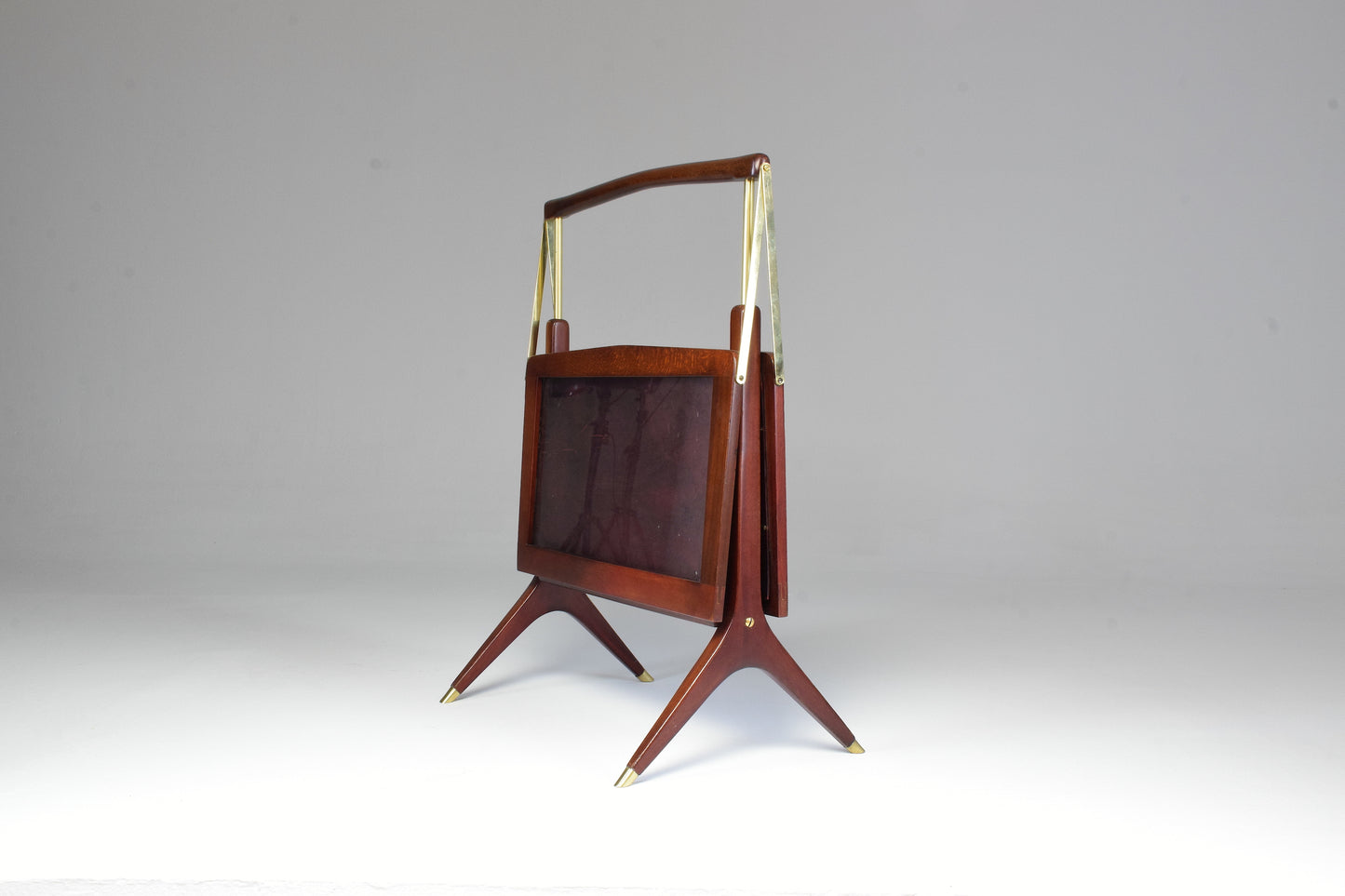 1950’s Magazine Holder Ico Parisi Style in Wood and Brass - Spirit Gallery 