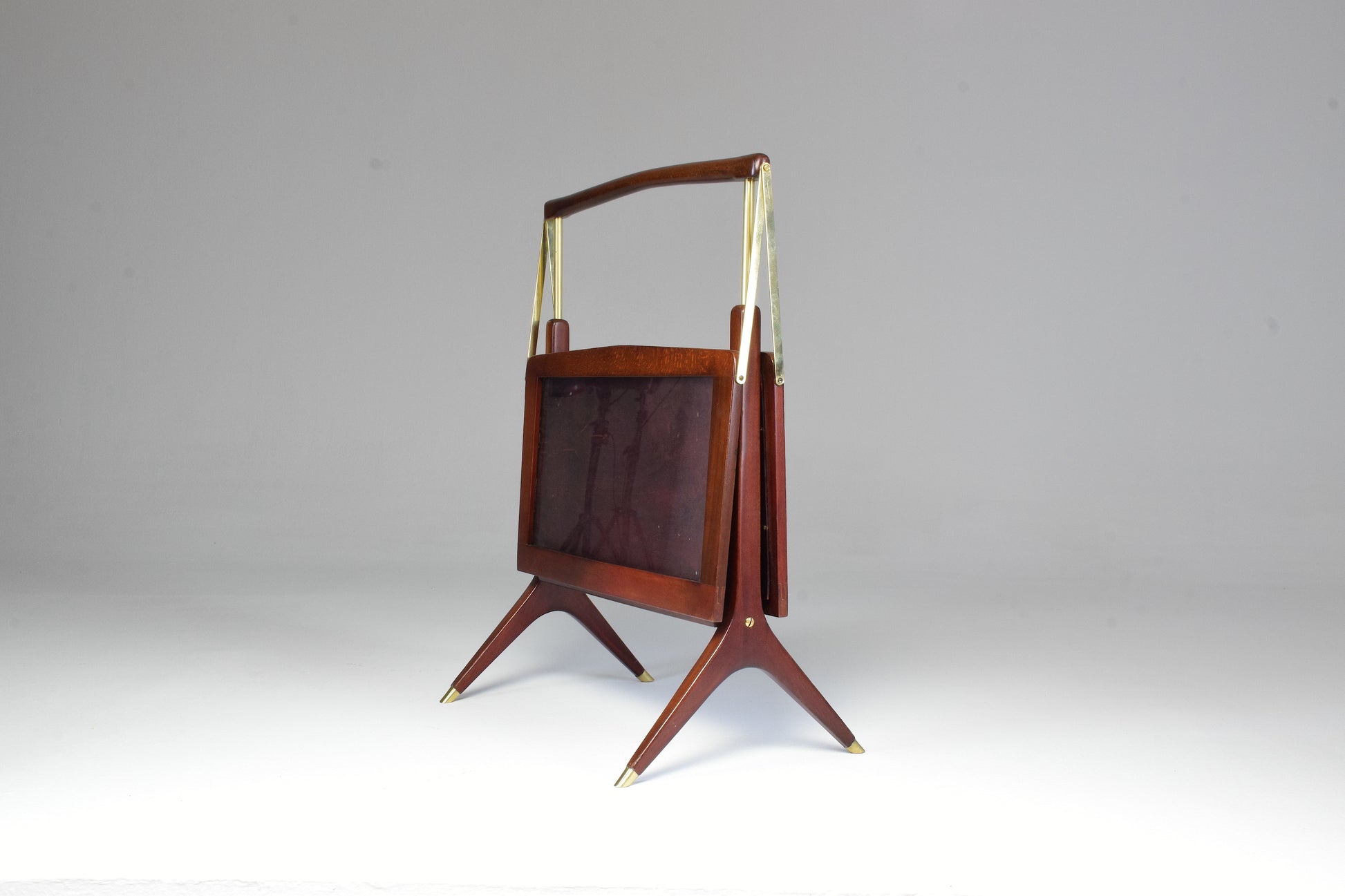 1950’s Magazine Holder Ico Parisi Style in Wood and Brass - Spirit Gallery 