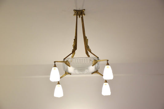 Art Deco Chandelier by Muller Freres, France, 1930's - Spirit Gallery 