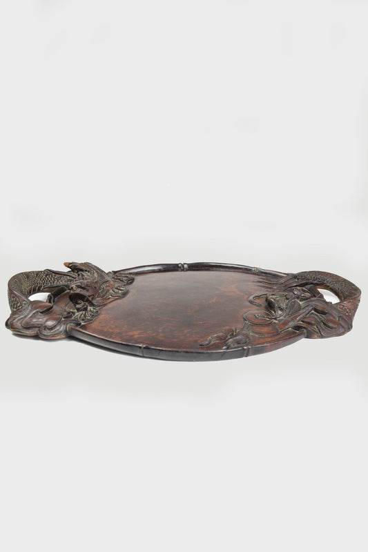 Carved Hardwood Two Handled Vintage Tray, China - Spirit Gallery 