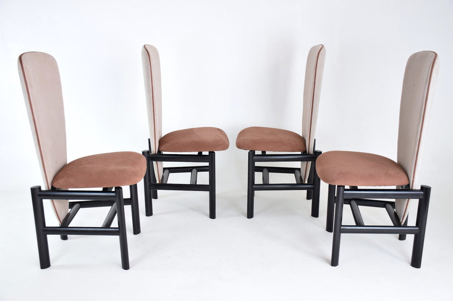 Dutch High Back Mid-Century Oak Dining Chairs, Set of 4 - Spirit Gallery 