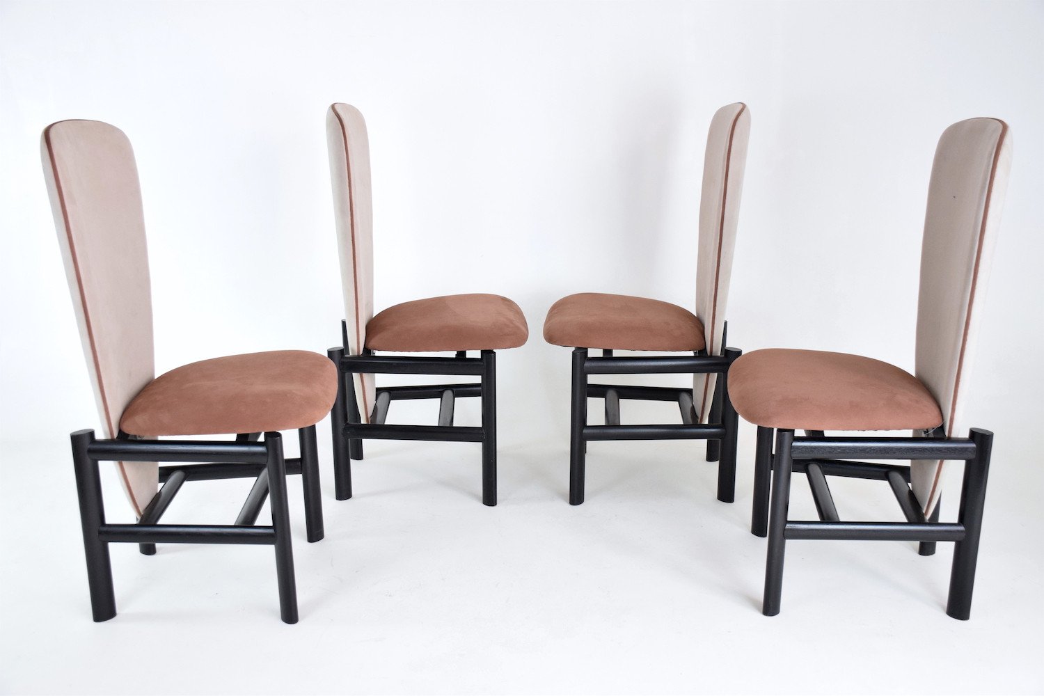 Dutch High Back Mid-Century Oak Dining Chairs, Set of 4 - Spirit Gallery 