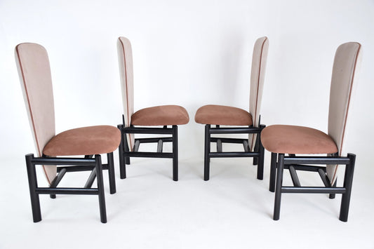 Dutch High Back Mid-Century Oak Dining Chairs, Set of 4 - Spirit Gallery 